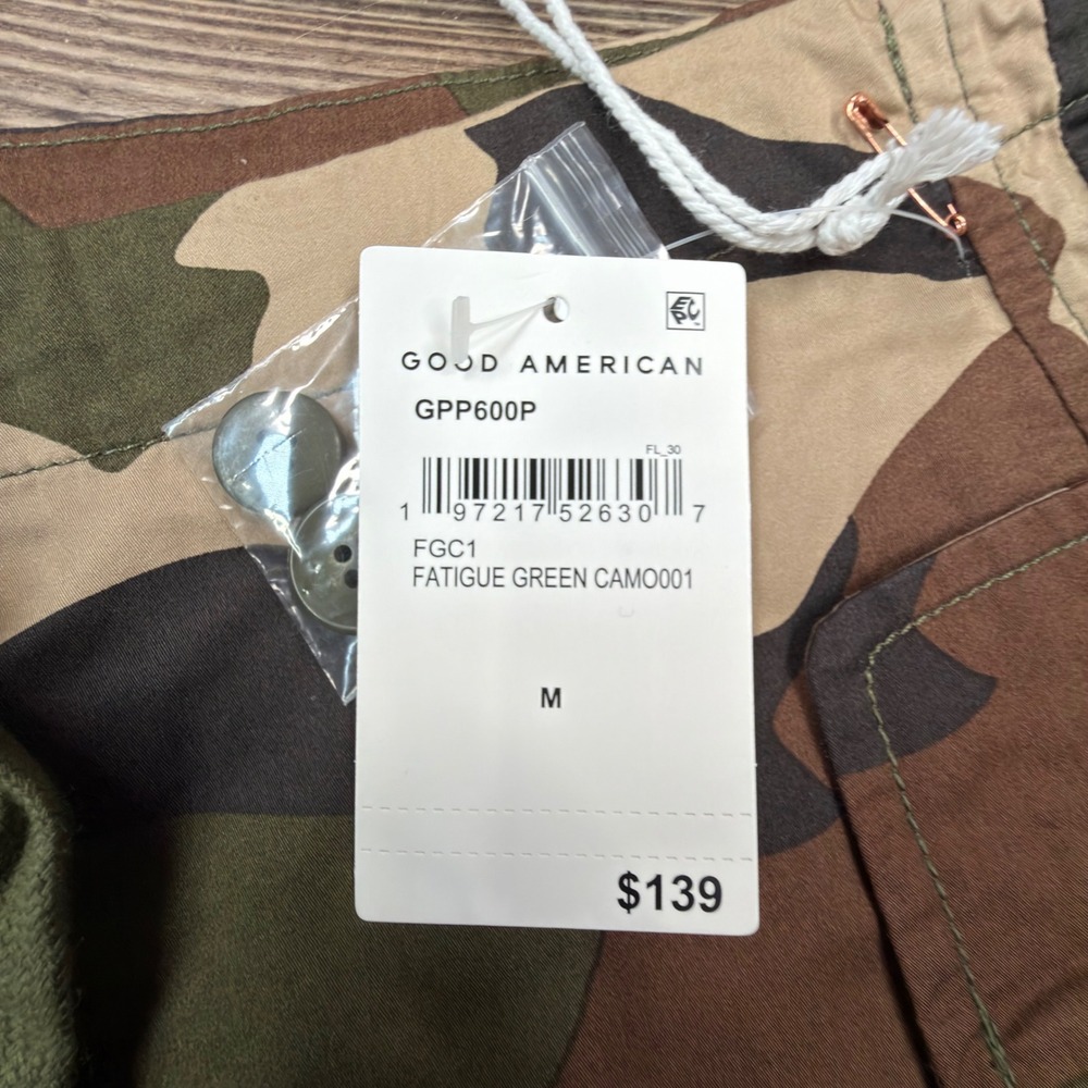 Good American Women M Parachute Pants Fatigue Green Camo GPP600P NWT - Picture 6 of 14